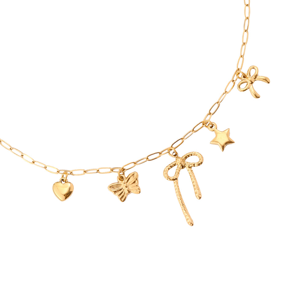 Strik Met Hanger Ketting - Goud