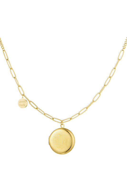 Accessoire Link chain round coin & good luck - Gold color Letvop! Tekst aanpassen