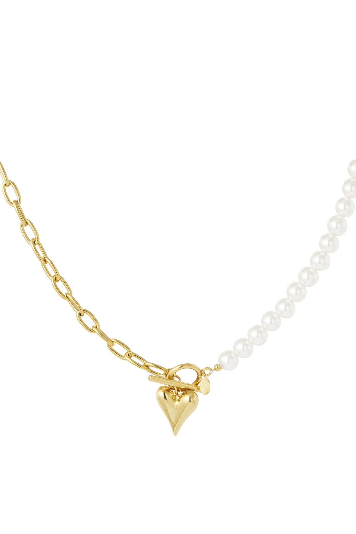 Ketting Pearl with hearts - Gold color