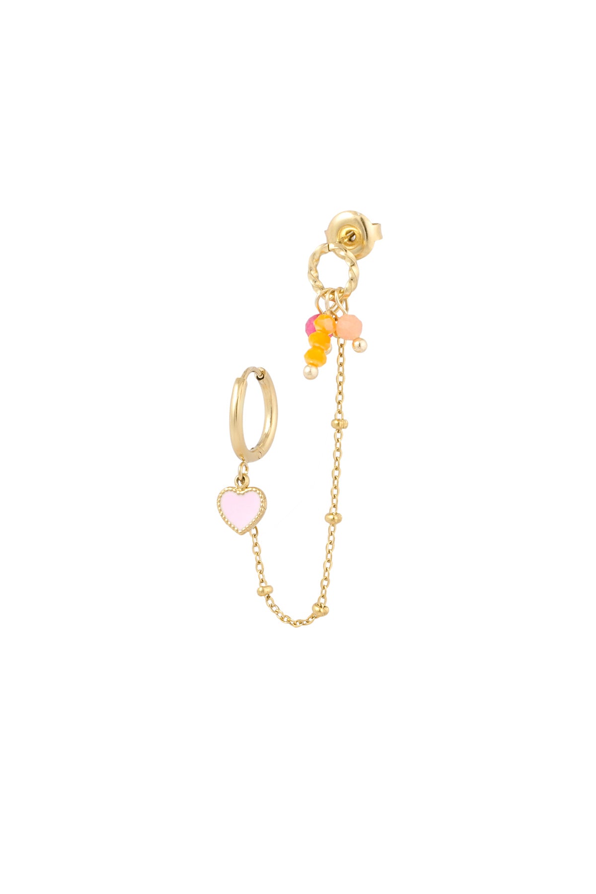 Ring Double summer love ear - Orange pink