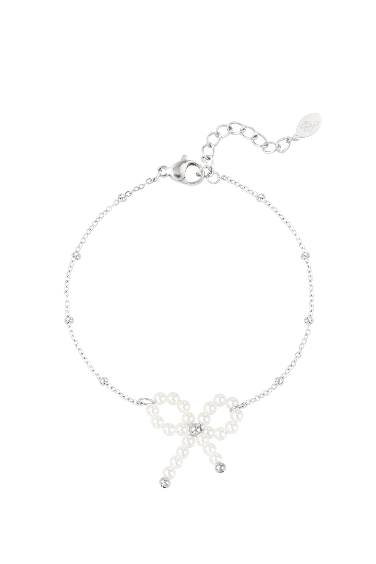 Armband Pearl bow - White silver color