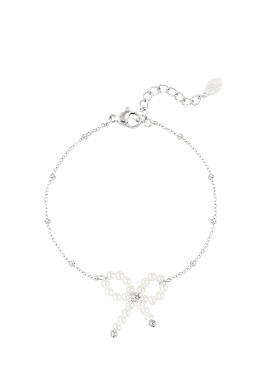 Armband Pearl bow - White silver color