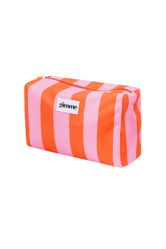 Make-up tas met strepen - oranje roze