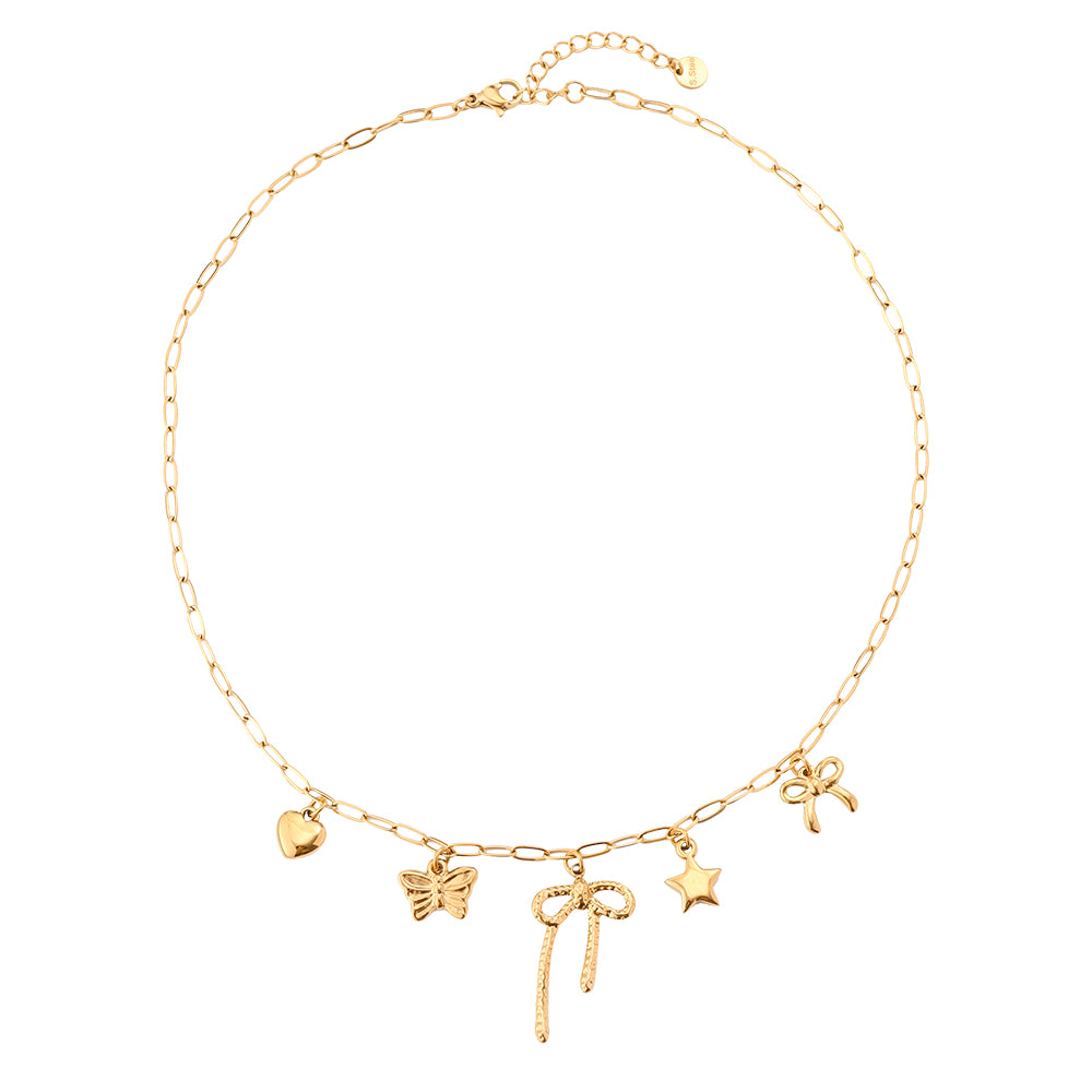 Strik Met Hanger Ketting - Goud