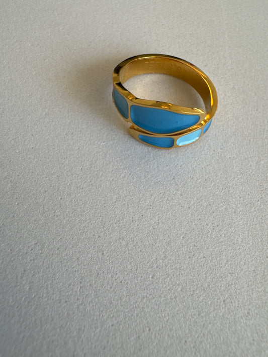 Open Ring Edelstaal Blauw