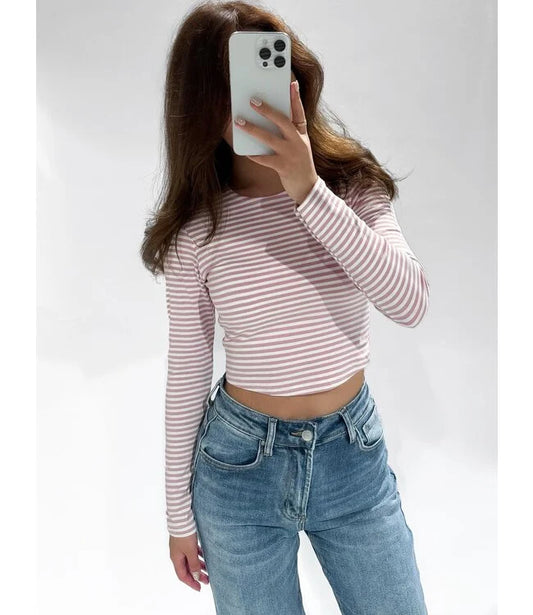 Leela Top - Gestreept Roze